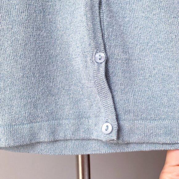 ❄️ Y2K Vintage Sky Blue Cropped Knit Preppy Minimalist Cardigan - Picture 6 of 7